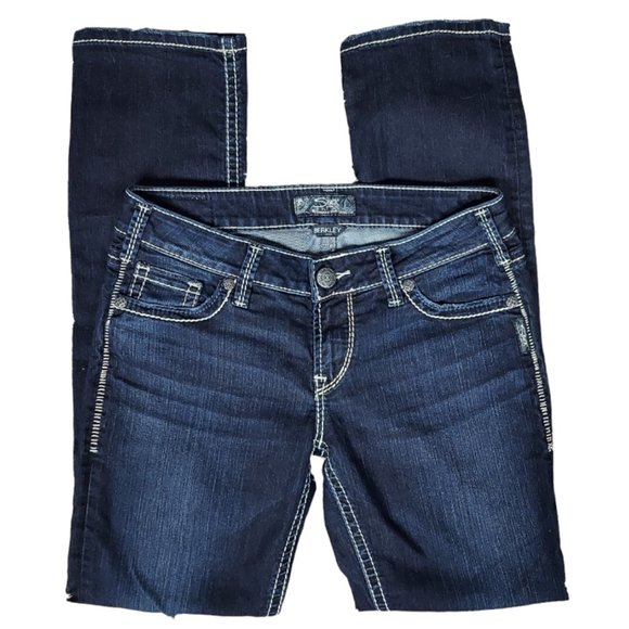 SILVER JEANS BERKLEY STRAIGHT LEG DARK WASH JEANS (29W/32L) - Picture 6 of 14